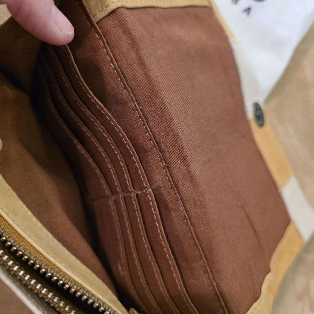 Latico Tan and Cream Leather Patchwork Wallet - Picture 4 of 7